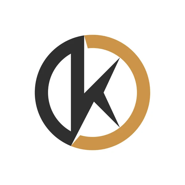 初期の文字KoのロゴやOkのロゴベクトルデザインテンプレート — ストックベクタ