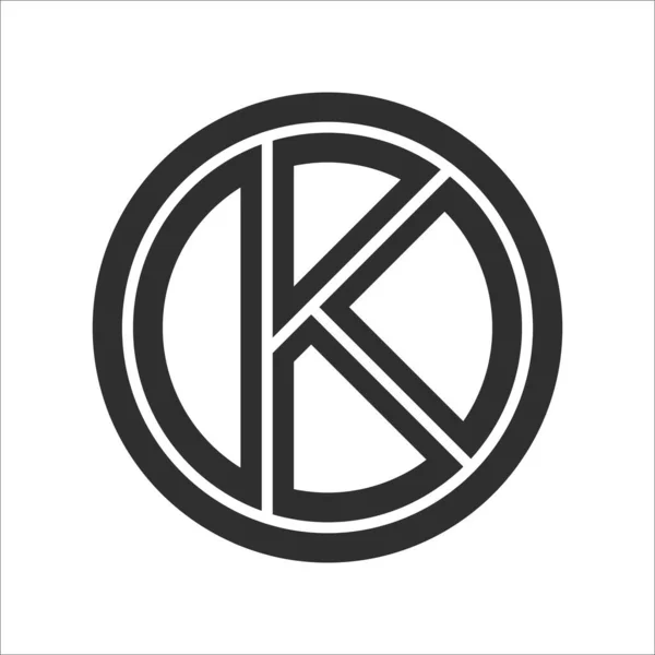 初期の文字KoのロゴやOkのロゴベクトルデザインテンプレート — ストックベクタ