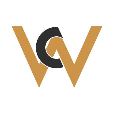 İlk harf cw logosu veya wc logo vektör tasarım şablonu