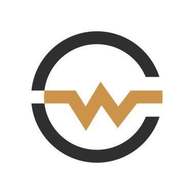 İlk harf cw logosu veya wc logo vektör tasarım şablonu