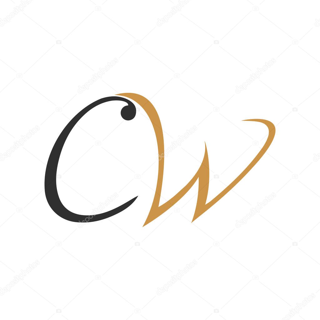 Initial letter cw logo or wc logo vector design template