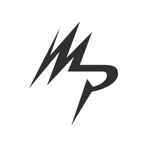 初期の文字Mpロゴや午後のロゴベクトルデザインテンプレート — ストックベクタ