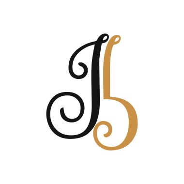 Başlangıç harfi bj logosu veya jb logo vektör tasarım şablonu