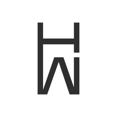 İlk harf wh logo veya hw logo vektör tasarım şablonu