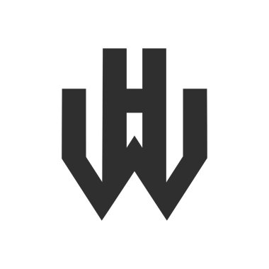 İlk harf wh logo veya hw logo vektör tasarım şablonu