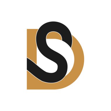 Yaratıcı soyut harf SD logo tasarımı. Bağlı harf ds logo tasarımı.