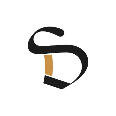 Yaratıcı soyut harf SD logo tasarımı. Bağlı harf ds logo tasarımı.