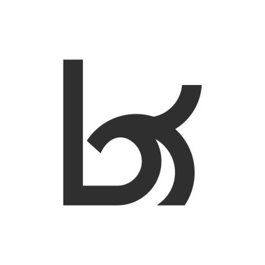 Yaratıcı soyut harf kb logo tasarımı. Bağlı harf bk logo tasarımı.