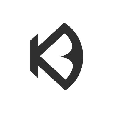 Yaratıcı soyut harf kb logo tasarımı. Bağlı harf bk logo tasarımı.