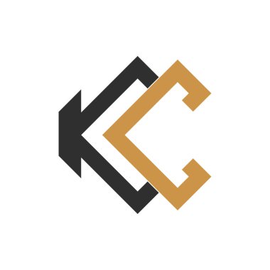 Yaratıcı soyut harf ck logosu tasarımı. Bağlı harf kc logo tasarımı.