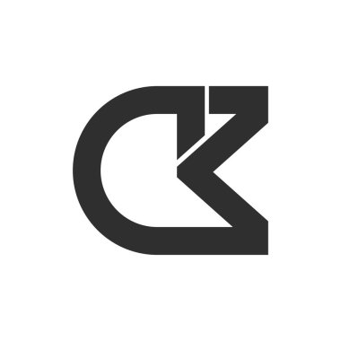Yaratıcı soyut harf ck logosu tasarımı. Bağlı harf kc logo tasarımı.