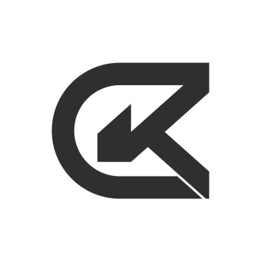 Yaratıcı soyut harf ck logosu tasarımı. Bağlı harf kc logo tasarımı.