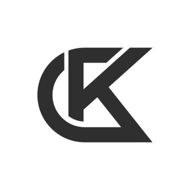 Yaratıcı soyut harf ck logosu tasarımı. Bağlı harf kc logo tasarımı.