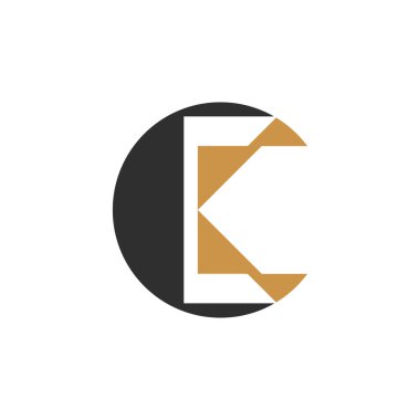 Yaratıcı soyut harf ck logosu tasarımı. Bağlı harf kc logo tasarımı.