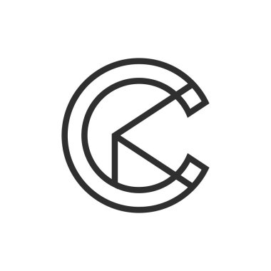 Yaratıcı soyut harf ck logosu tasarımı. Bağlı harf kc logo tasarımı.