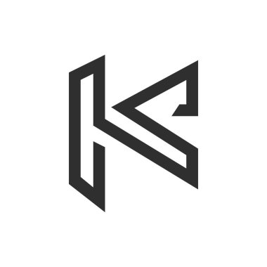 Yaratıcı soyut harf ck logosu tasarımı. Bağlı harf kc logo tasarımı.