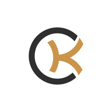Yaratıcı soyut harf ck logosu tasarımı. Bağlı harf kc logo tasarımı.