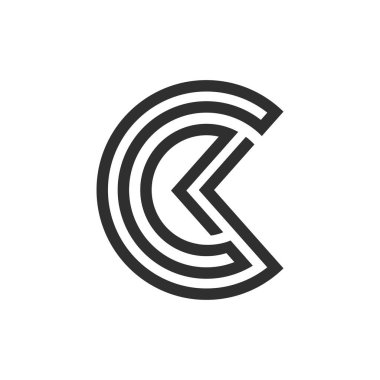 Yaratıcı soyut harf ck logosu tasarımı. Bağlı harf kc logo tasarımı.