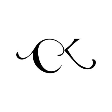 Yaratıcı soyut harf ck logosu tasarımı. Bağlı harf kc logo tasarımı.