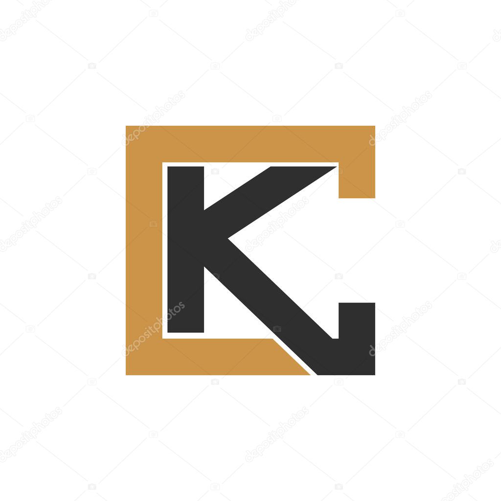 Creative abstract letter ck logo design. Linked letter kc logo design.