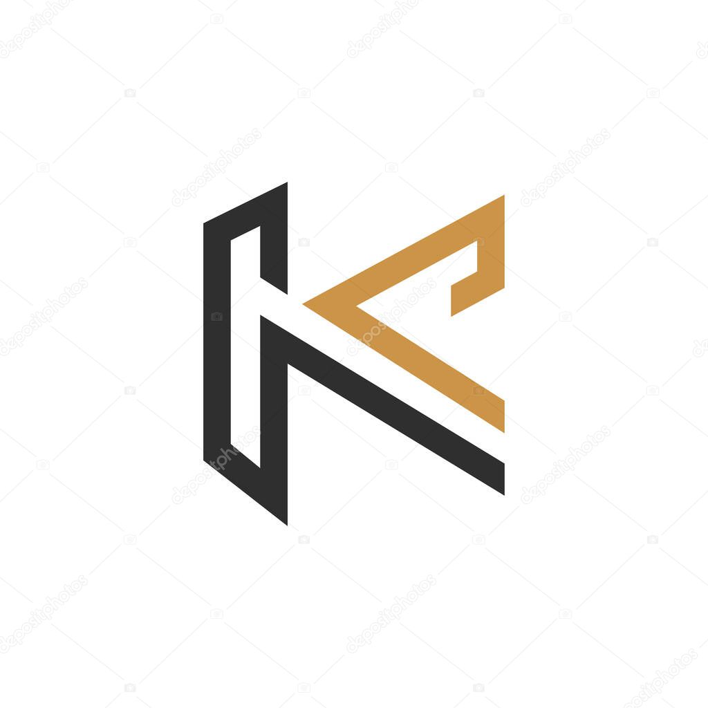 Creative abstract letter ck logo design. Linked letter kc logo design.