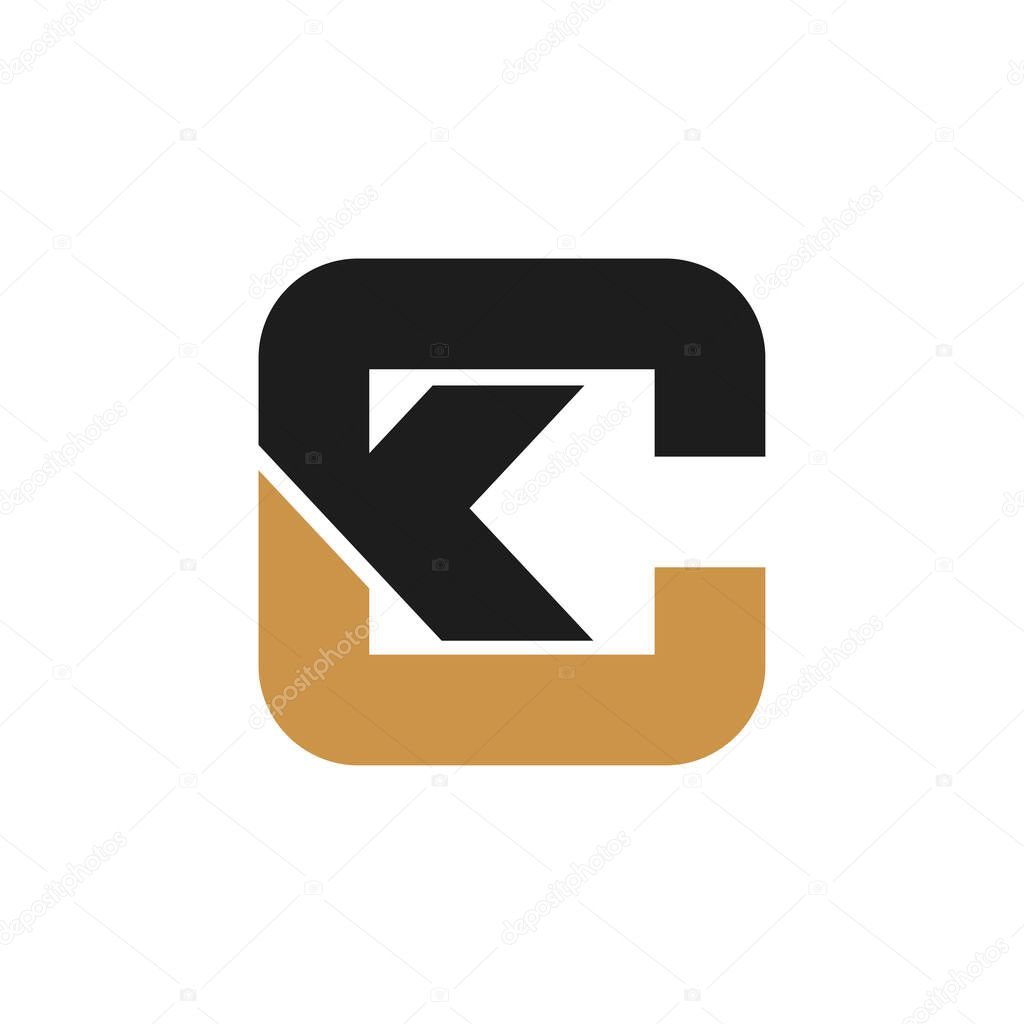 Creative abstract letter ck logo design. Linked letter kc logo design.