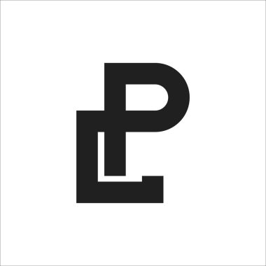 Yaratıcı soyut harf pl logosu tasarımı. Bağlı harf lp logo tasarımı.