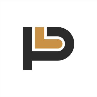Yaratıcı soyut harf pl logosu tasarımı. Bağlı harf lp logo tasarımı.