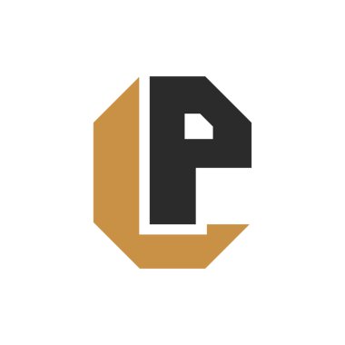 Yaratıcı soyut harf pl logosu tasarımı. Bağlı harf lp logo tasarımı.