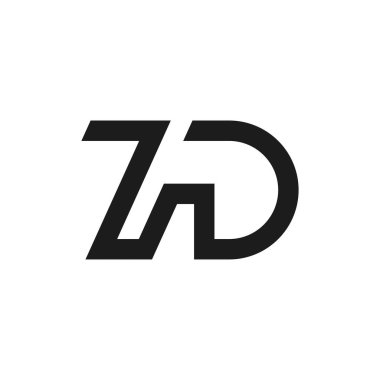 Yaratıcı soyut harf zd logo tasarımı. Bağlı harf dz logo tasarımı.