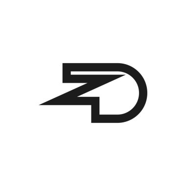 Yaratıcı soyut harf zd logo tasarımı. Bağlı harf dz logo tasarımı.