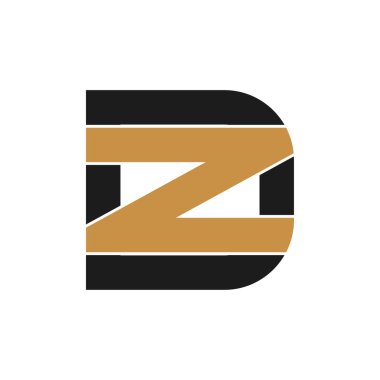 İlk dz harfi logo vektör şablonu tasarımı. Bağlı harf zd logo tasarımı. Basit dz vektör şablonu.