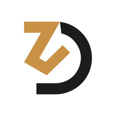 İlk dz harfi logo vektör şablonu tasarımı. Bağlı harf zd logo tasarımı. Basit dz vektör şablonu.