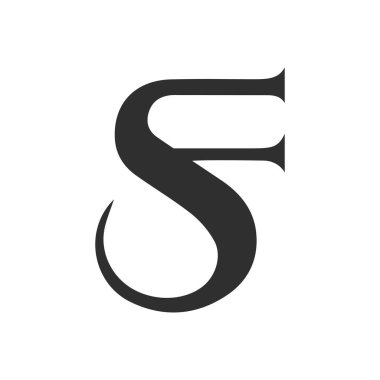 Yaratıcı soyut harf f fs logo tasarımı. Bağlı harf sf logo tasarımı.
