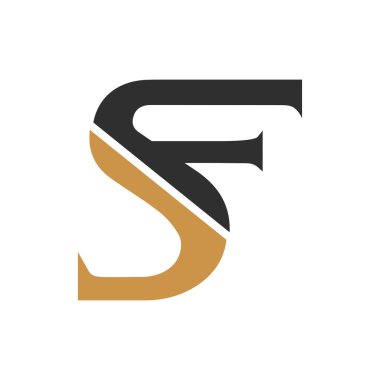 Yaratıcı soyut harf f fs logo tasarımı. Bağlı harf sf logo tasarımı.