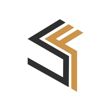 İlk SF harfi logo vektör şablonu tasarımı. Bağlı harf finin logo tasarımı. Basit sf vektör şablonu.