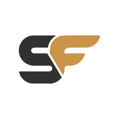 İlk SF harfi logo vektör şablonu tasarımı. Bağlı harf finin logo tasarımı. Basit sf vektör şablonu.