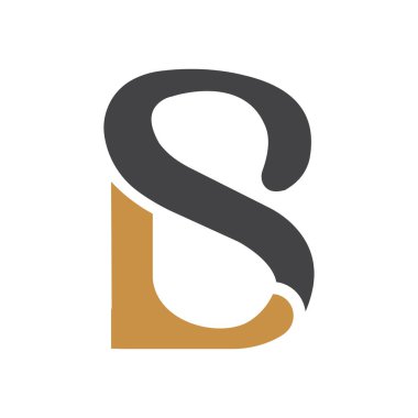 Yaratıcı soyut harf LS logo tasarımı. Bağlı harf SL logo tasarımı.