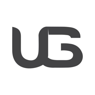 Yaratıcı soyut harf gu logosu tasarımı. Bağlı harf Ug logo tasarımı.