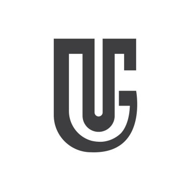 Yaratıcı soyut harf gu logosu tasarımı. Bağlı harf Ug logo tasarımı.