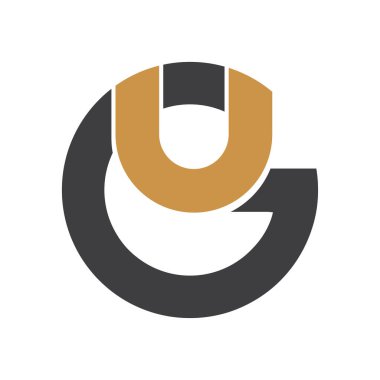 Yaratıcı soyut harf gu logosu tasarımı. Bağlı harf Ug logo tasarımı.
