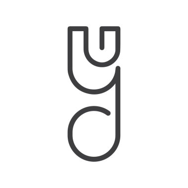 Yaratıcı soyut harf gu logosu tasarımı. Bağlı harf Ug logo tasarımı.