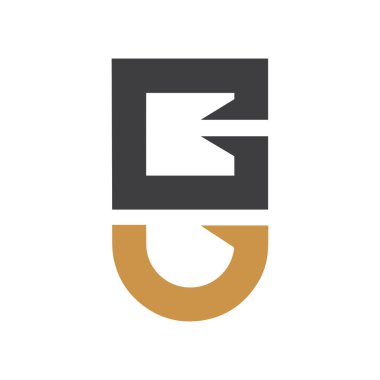Yaratıcı soyut harf gu logosu tasarımı. Bağlı harf Ug logo tasarımı.