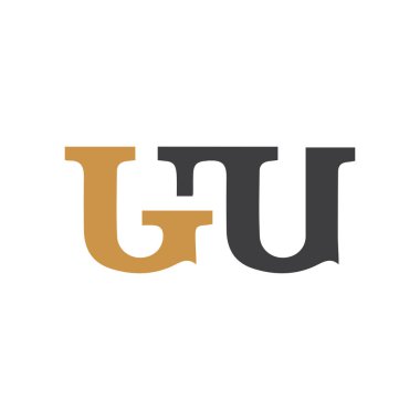 Yaratıcı modern iş tipografi vektör şablonlu ilk çirkin harf logosu. Yaratıcı soyut harf gu logosu tasarımı.