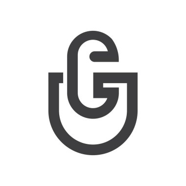 İlk Ug harfi logo vektör şablonu tasarımı. Bağlı harf gu logosu tasarımı. Basit çirkin vektör şablonu.