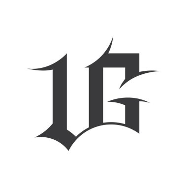 İlk Ug harfi logo vektör şablonu tasarımı. Bağlı harf gu logosu tasarımı. Basit çirkin vektör şablonu.