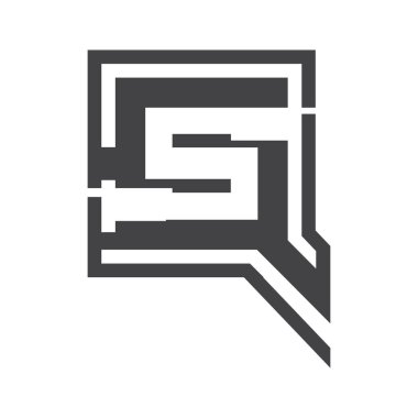 Başlangıç qs harf logo vektör şablonu tasarımı. Bağlı harf kare logo tasarımı.