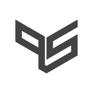 Başlangıç qs harf logo vektör şablonu tasarımı. Bağlı harf kare logo tasarımı. Basit qs vektör şablonu.