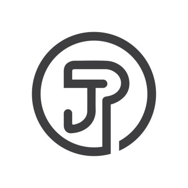 İlk olarak jp harfli logo vektör şablonu tasarımı. Yaratıcı soyut pijama logosu tasarımı. Bağlı harf pijama logosu tasarımı.