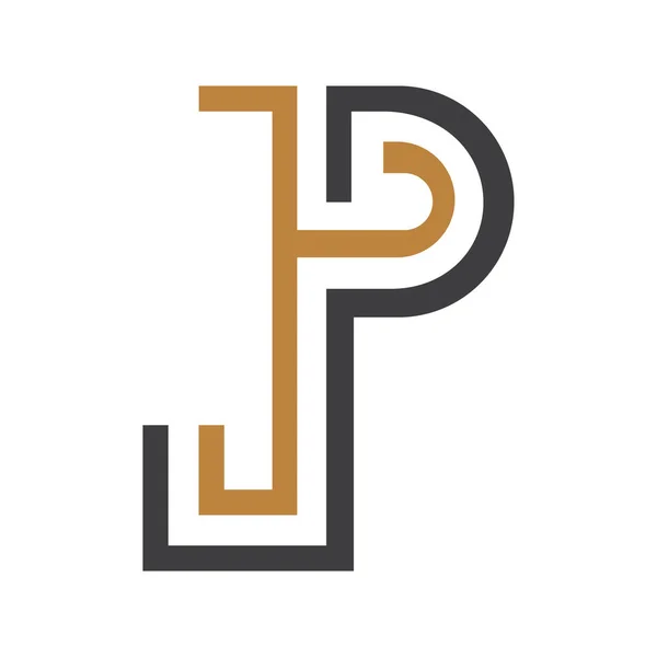 初期のJp文字ロゴベクトルデザイン リンク文字Pjロゴデザイン シンプルなJpベクトルテンプレート — ストックベクタ